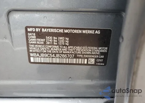 2018 BMW M550Xi from USA, damaged, VIN WBAJB9C54JB286707